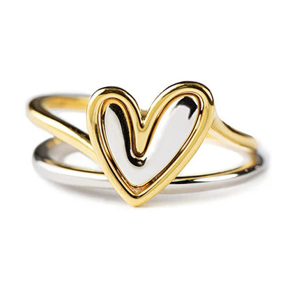 Heart Layered Ring Set .