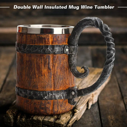 Viking Wood Style Beer Mug .