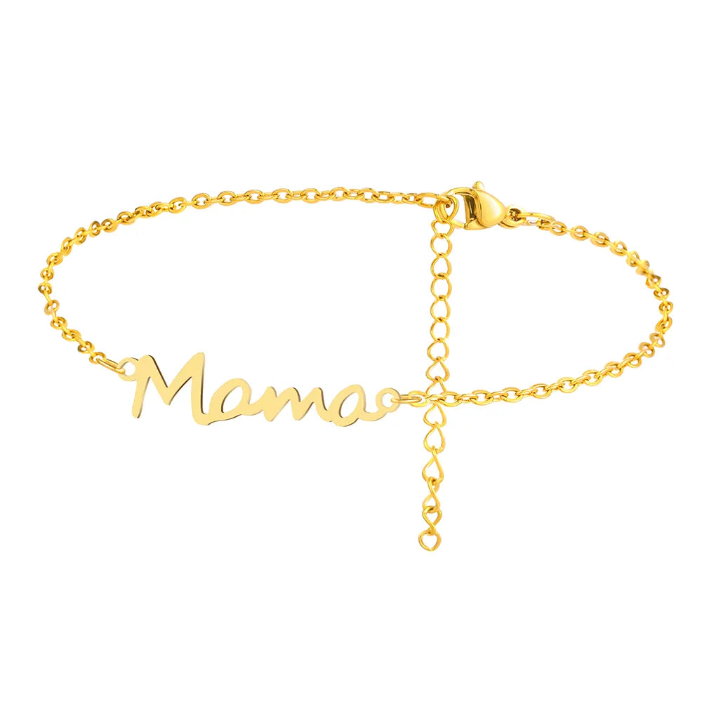 Pulseiras de aço inoxidável Carta Mama