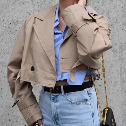 Oversized Cropped Trench Coat .