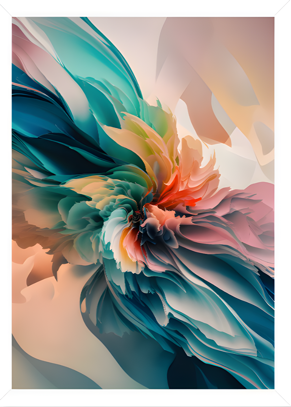 Quadro Alta Resolução - Vortex Floral (30x40) Com Moldura