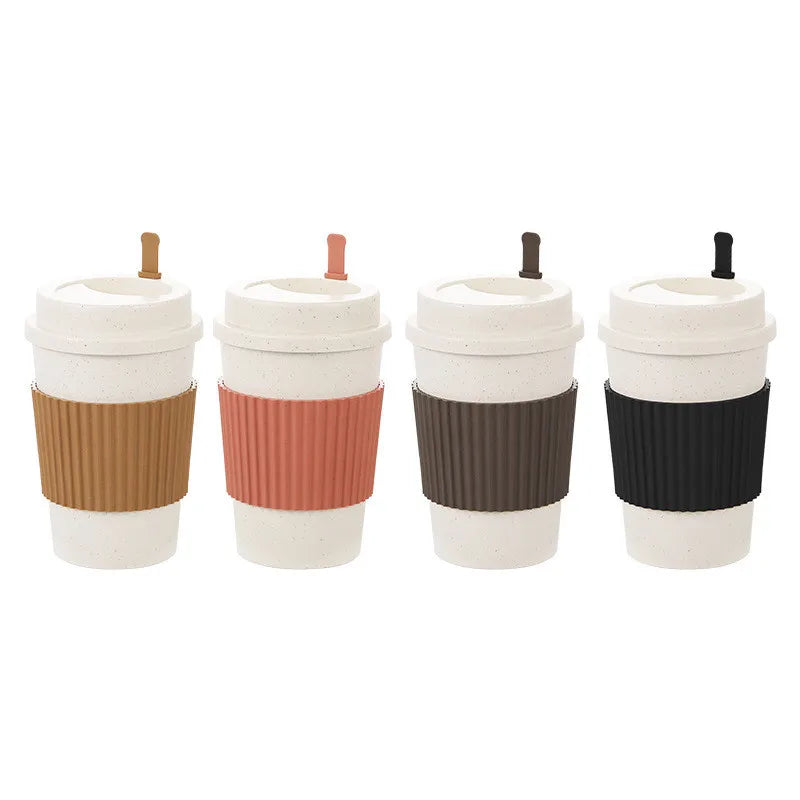 450ML Coffee Cups With Lids Wheat Straw .