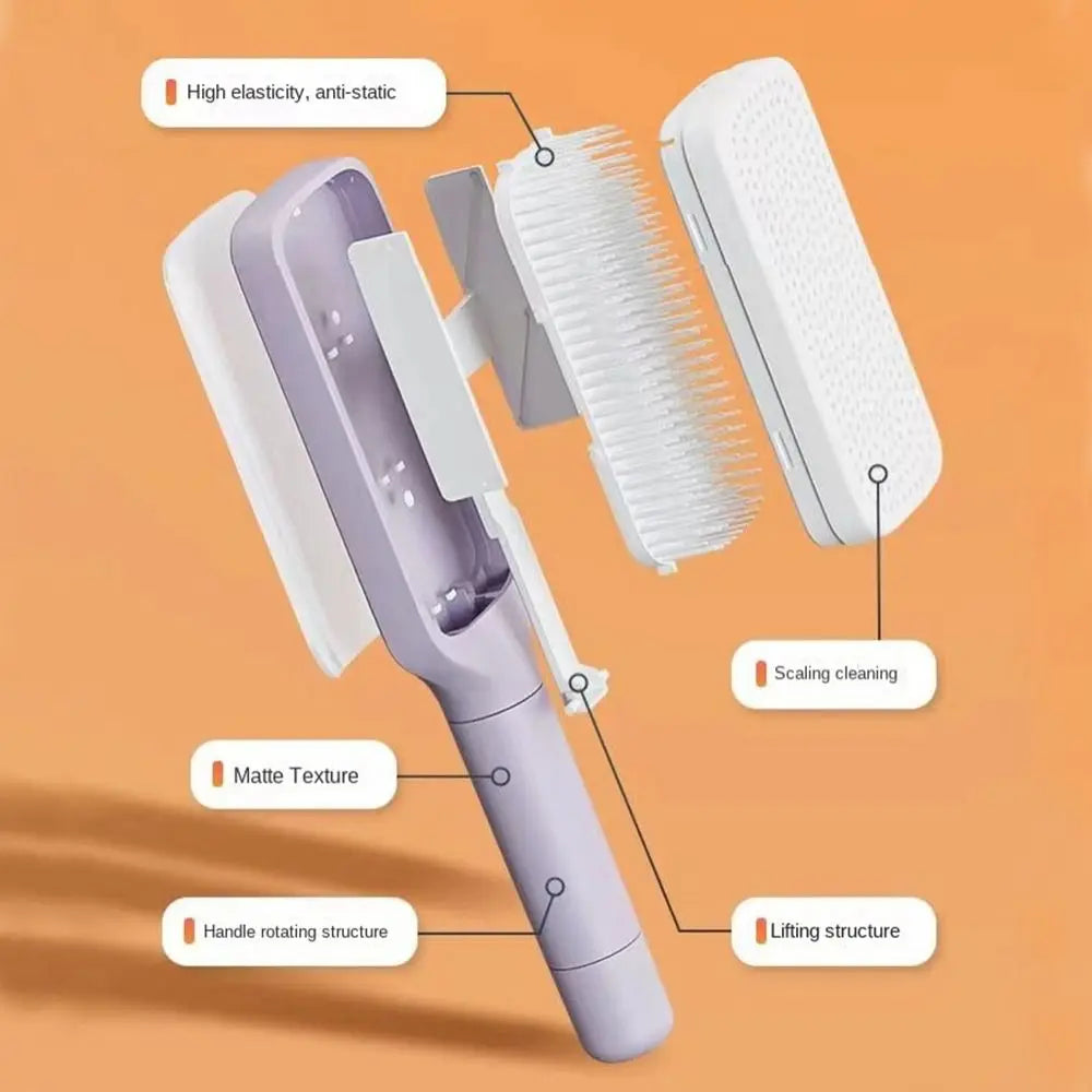 4 In 1 Self Cleaning Hair Brush .