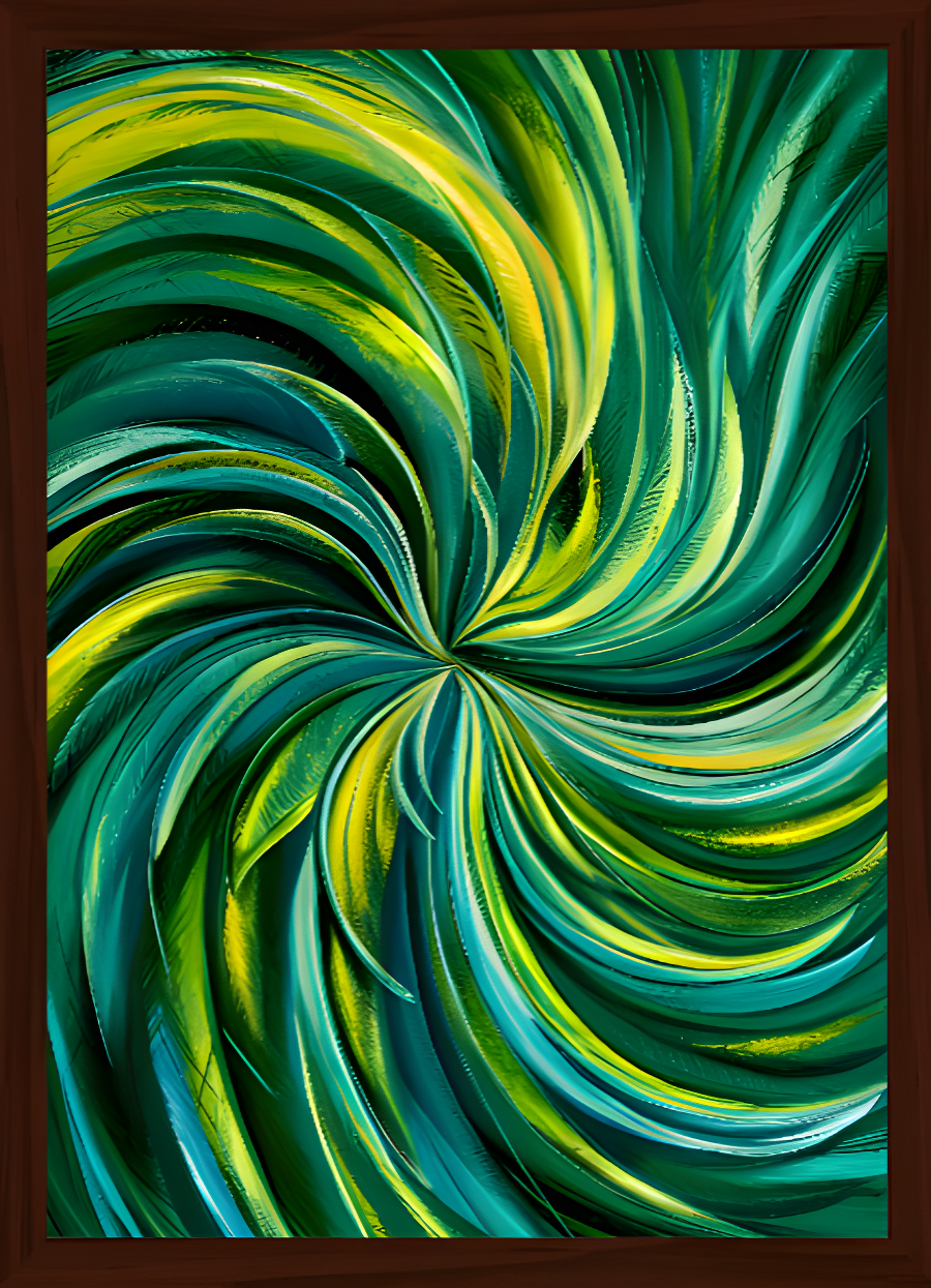 Quadro Alta Resolução - Espiral Verde (30x40) Com Moldura