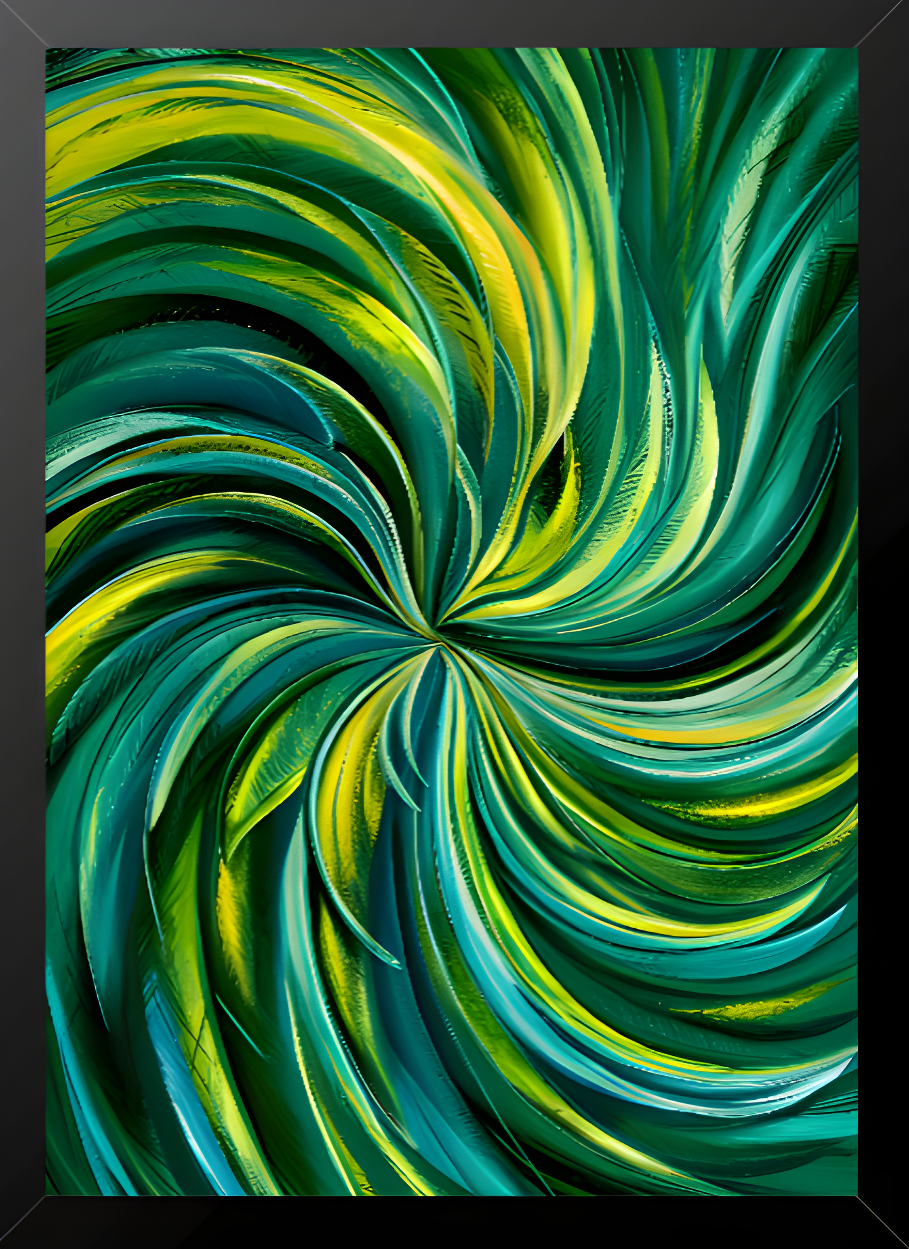 Quadro Alta Resolução - Espiral Verde (30x40) Com Moldura