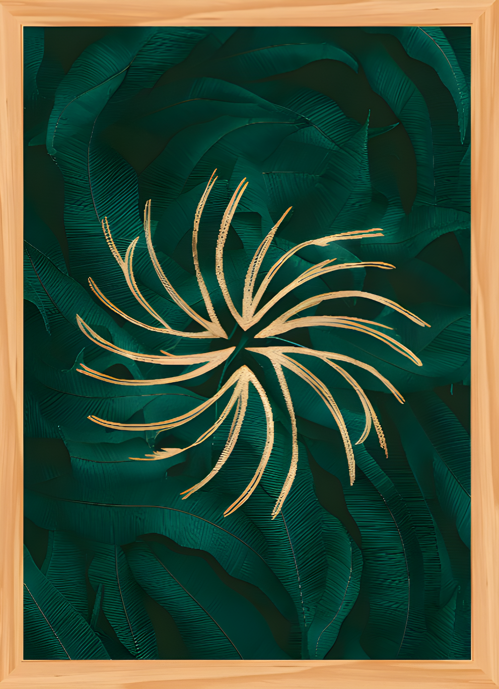 Quadro Alta Resolução - Espiral Dourado (30x40) Com Moldura