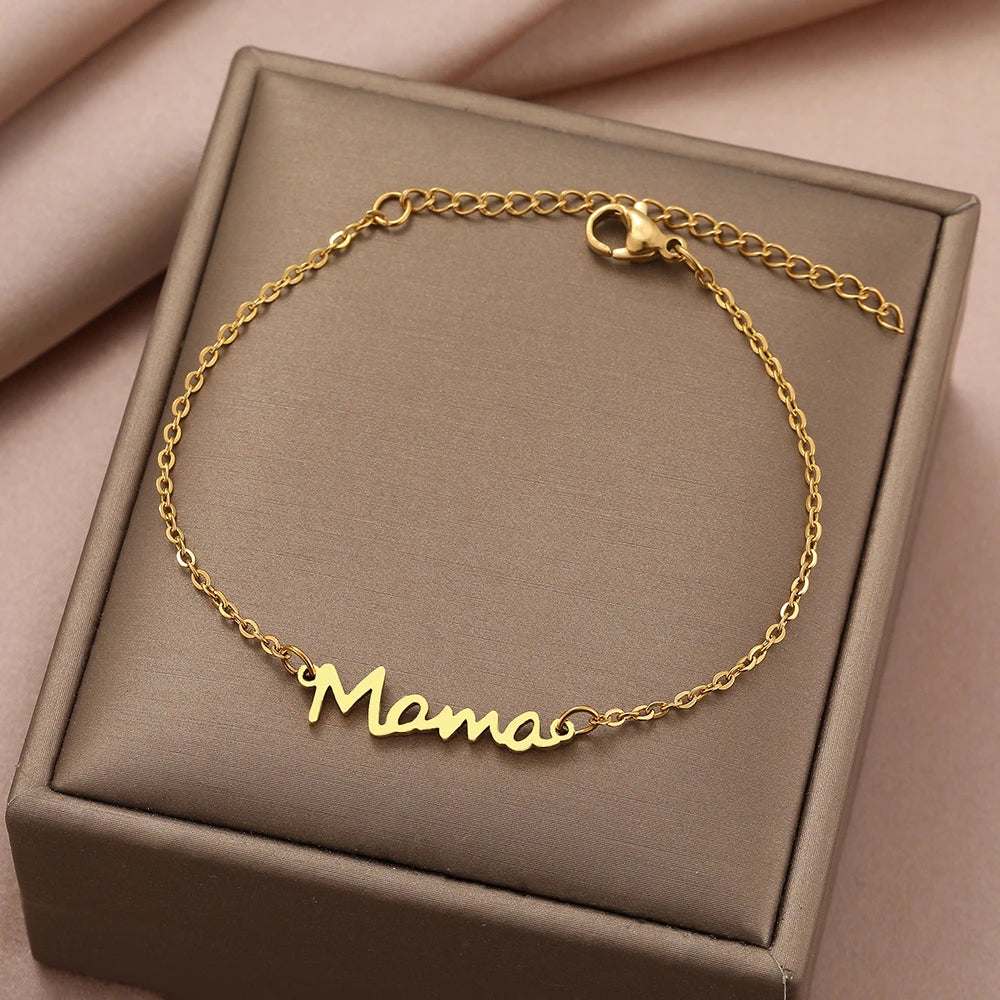 Pulseiras de aço inoxidável Carta Mama