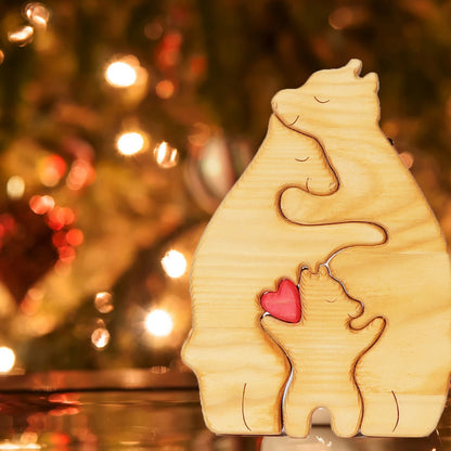 DIY Bear Family Wooden Puzzle .