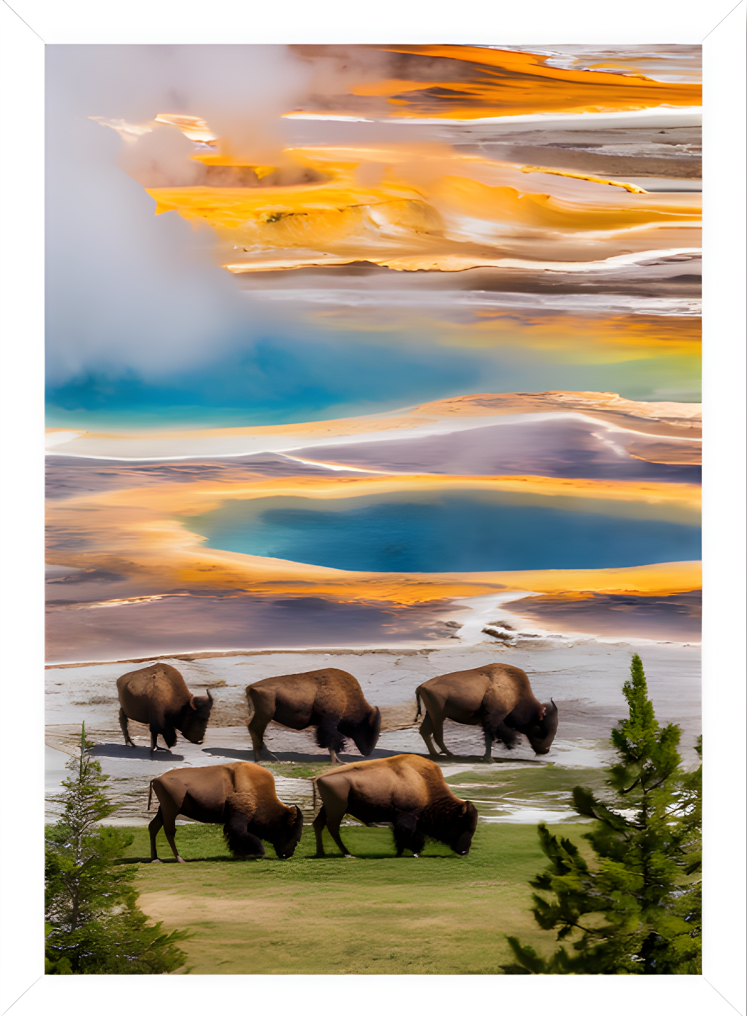 Quadro Alta Resolução - Yellowstone (30x40) Com Moldura