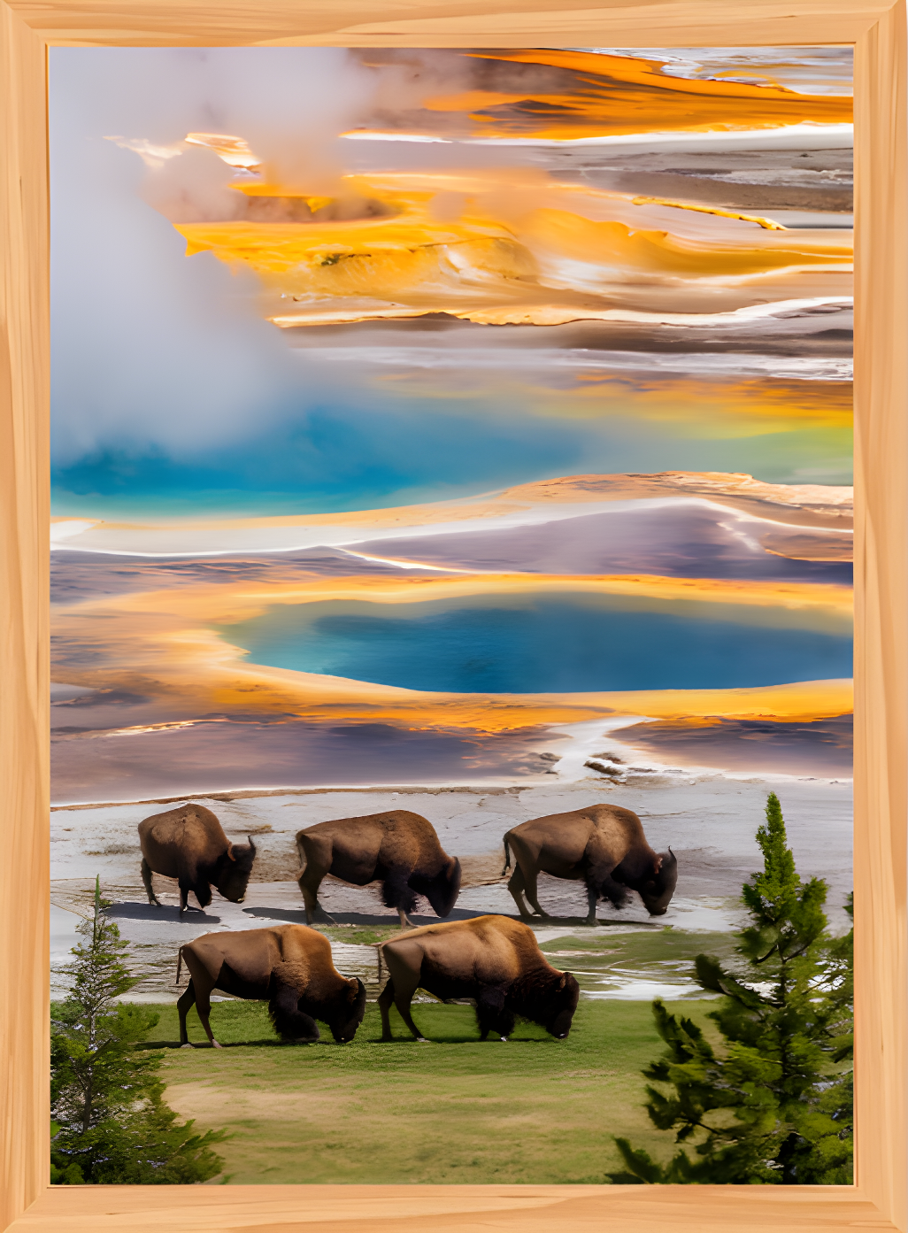 Quadro Alta Resolução - Yellowstone (30x40) Com Moldura