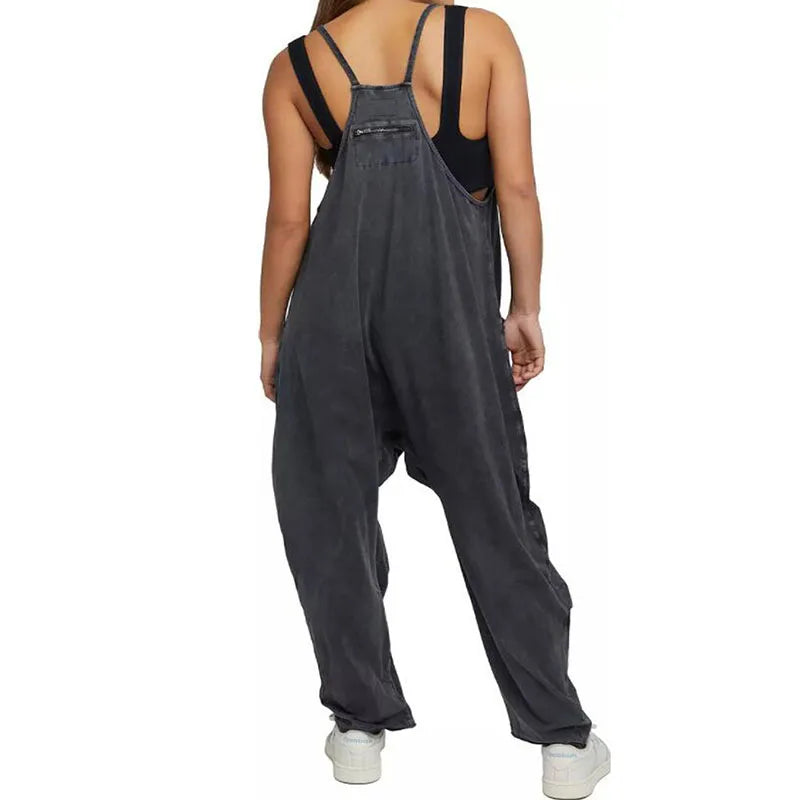 Wide Leg Pockets Jumpsuit .