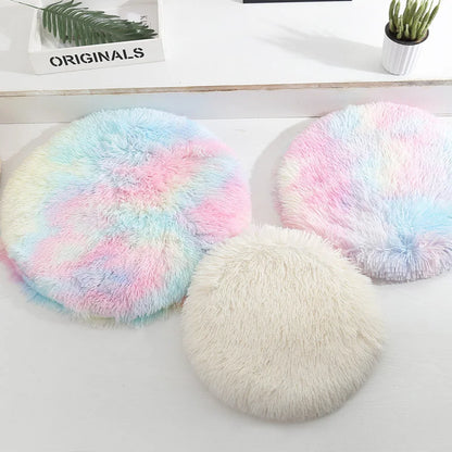 Plush Round Cat Bed Mat .