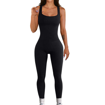 Women's Yoga Ribbed One-Piece Romper .