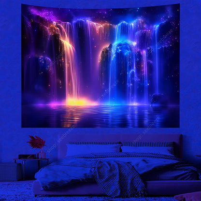 Flowing Colorful Waterfall Tapestry .