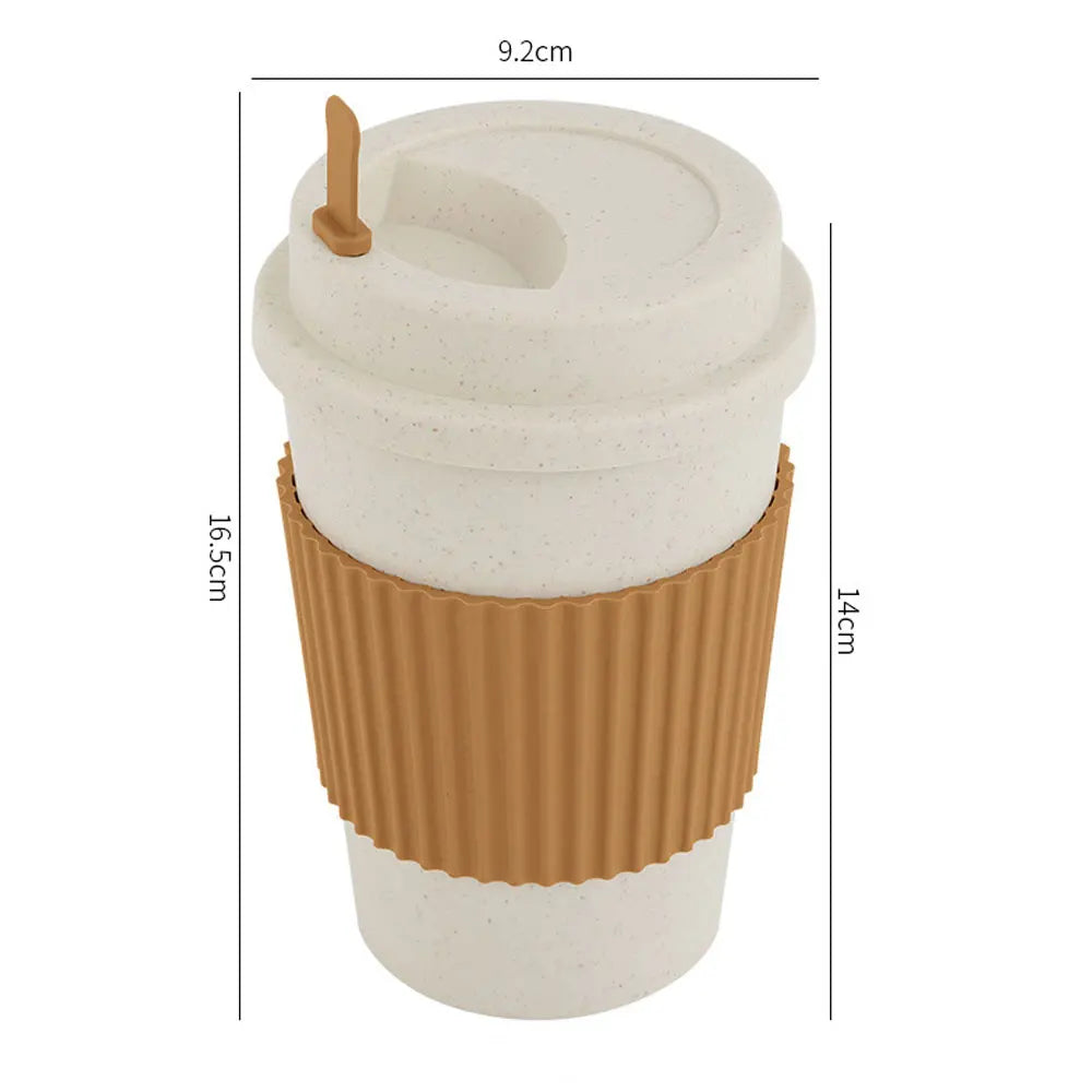 Xícaras de café 450ML com tampa de palha de trigo