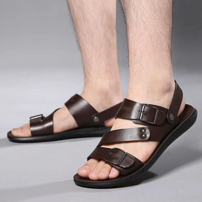 Open Toe Mens Leather Sandals .