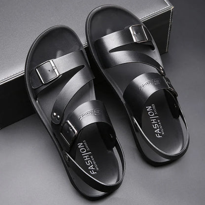 Open Toe Mens Leather Sandals .