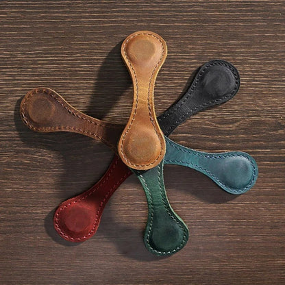 Magnetic Leather Bookmark .