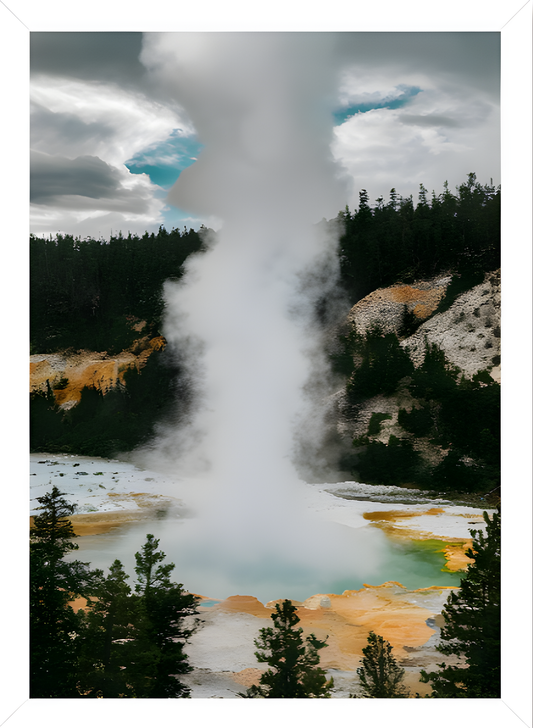 Quadro Alta Resolução- Geizer Yellowstone (30x40)com Moldura