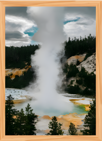 Quadro Alta Resolução- Geizer Yellowstone (30x40)com Moldura