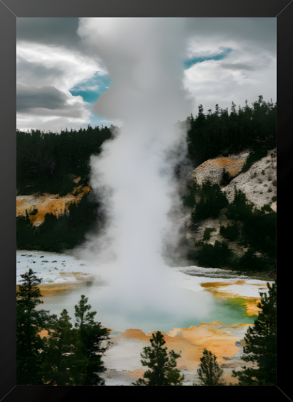 Quadro Alta Resolução- Geizer Yellowstone (30x40)com Moldura