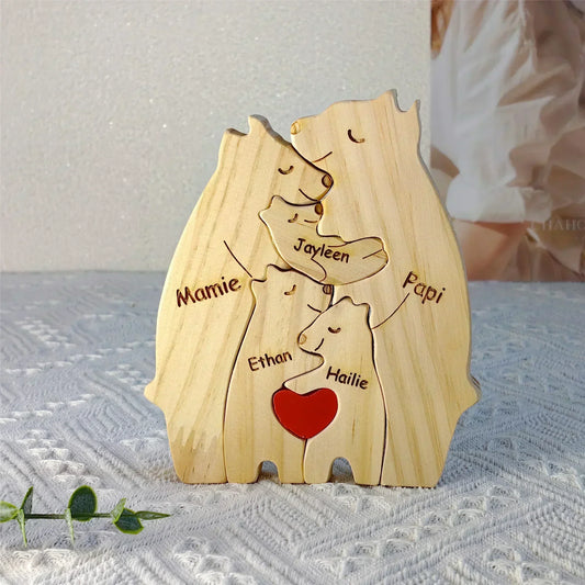 DIY Bear Family Wooden Puzzle .