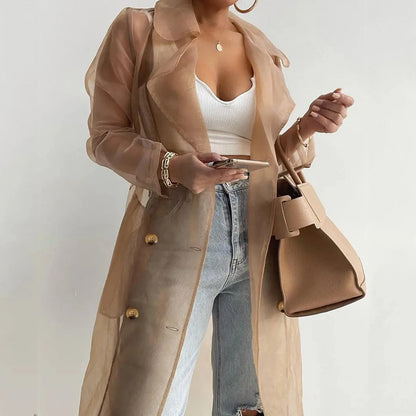 Womens Mesh Transparent Overcoat .