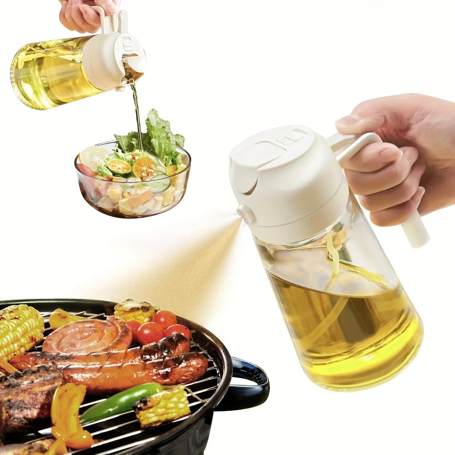 2-in-1 Plastic Oil Sprayer Bottle .