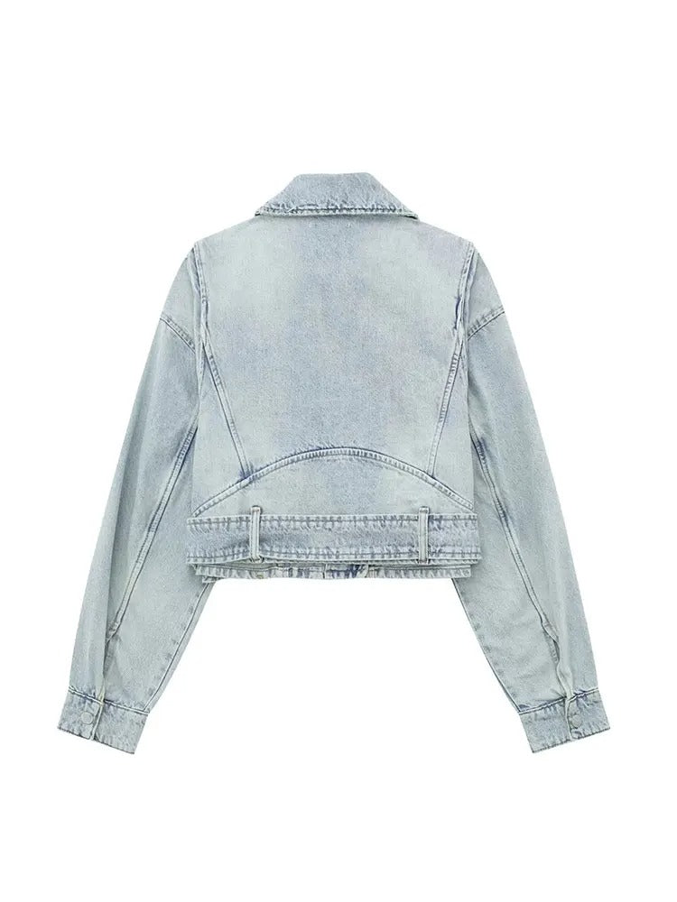 Women's Denim Biker Jacket .