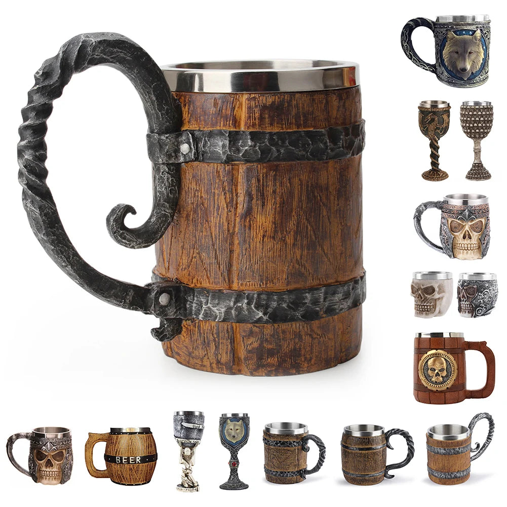 Viking Wood Style Beer Mug .