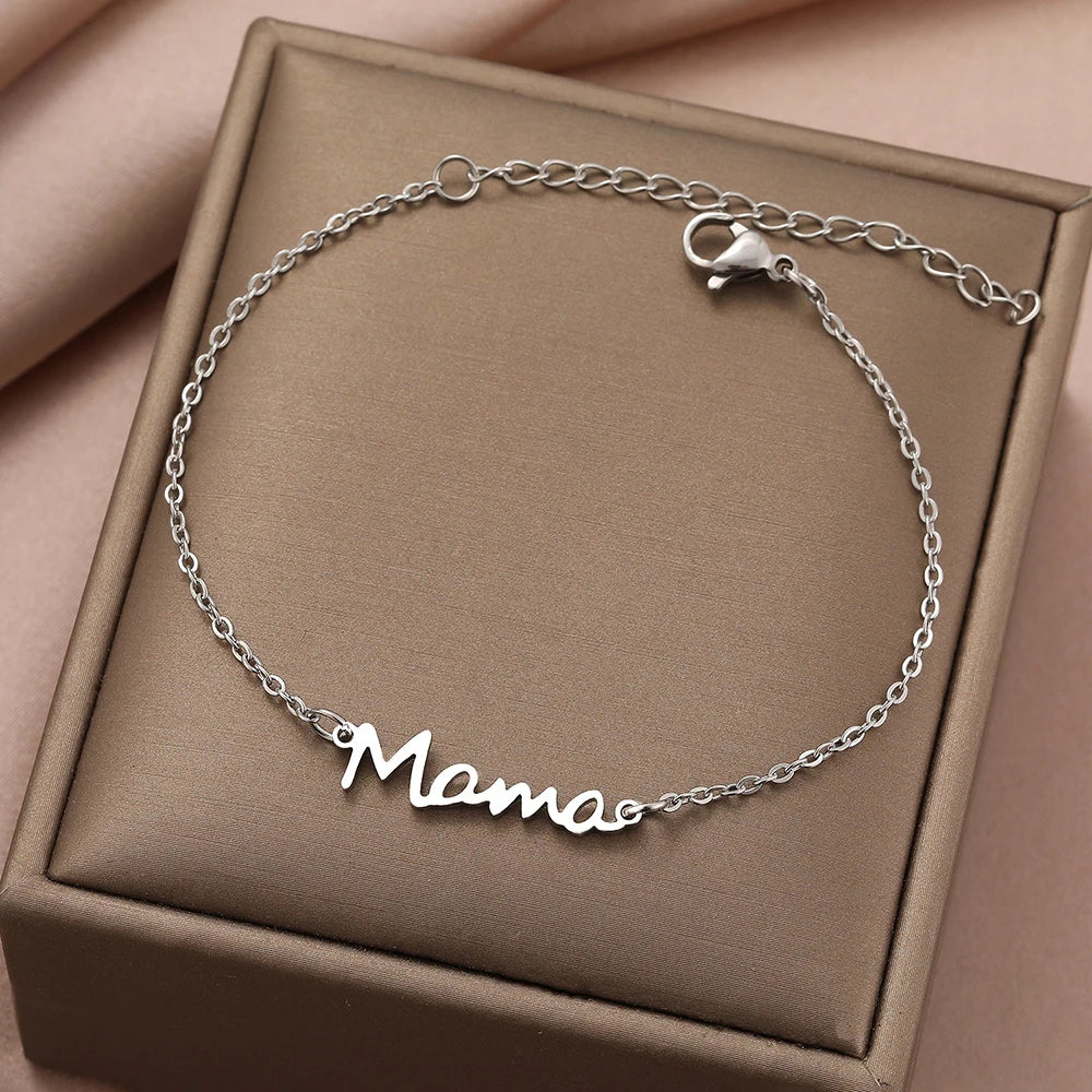 Pulseiras de aço inoxidável Carta Mama