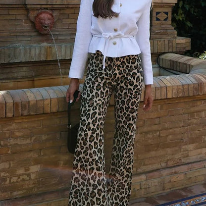 Vintage Leopard Printed Pants .