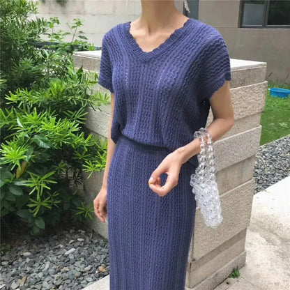 Womens Summer Knitted Two Pieces Set .