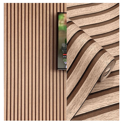 3D Effect Oak Wood Retro Wallpaper .