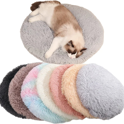 Plush Round Cat Bed Mat .