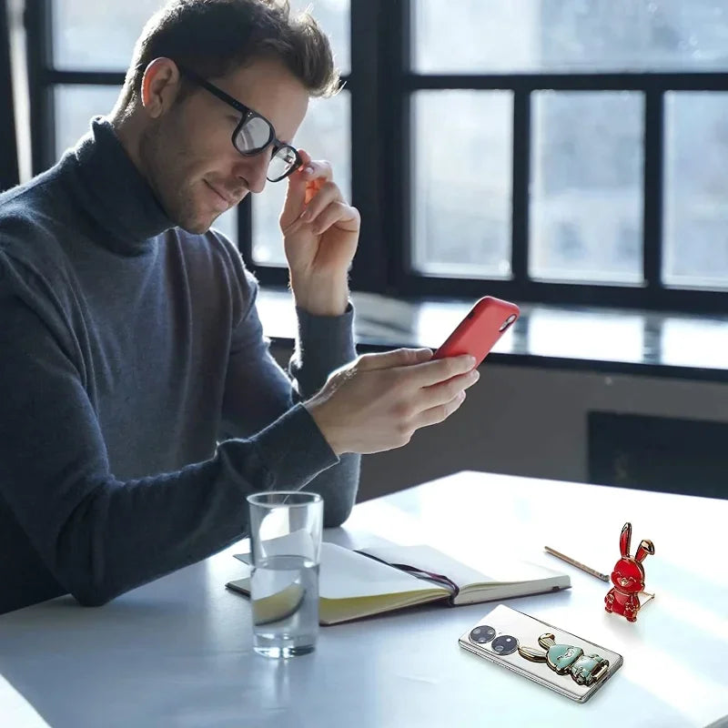 Suporte para telefone com anel de dedo de coelho