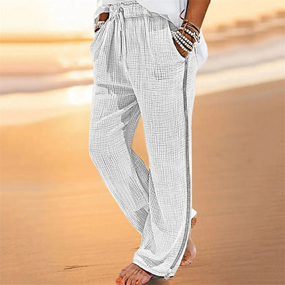 Men's Pleated Linen Casual Pants .