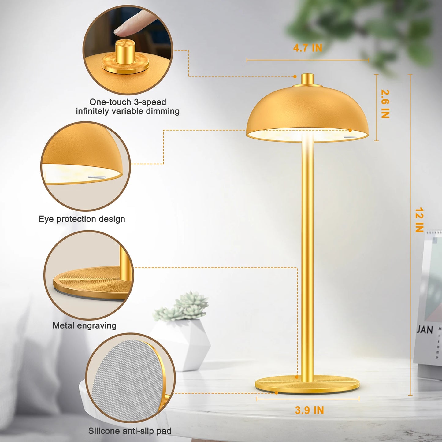 Simple LED Rechargeable Touch Metal Table Lamp .