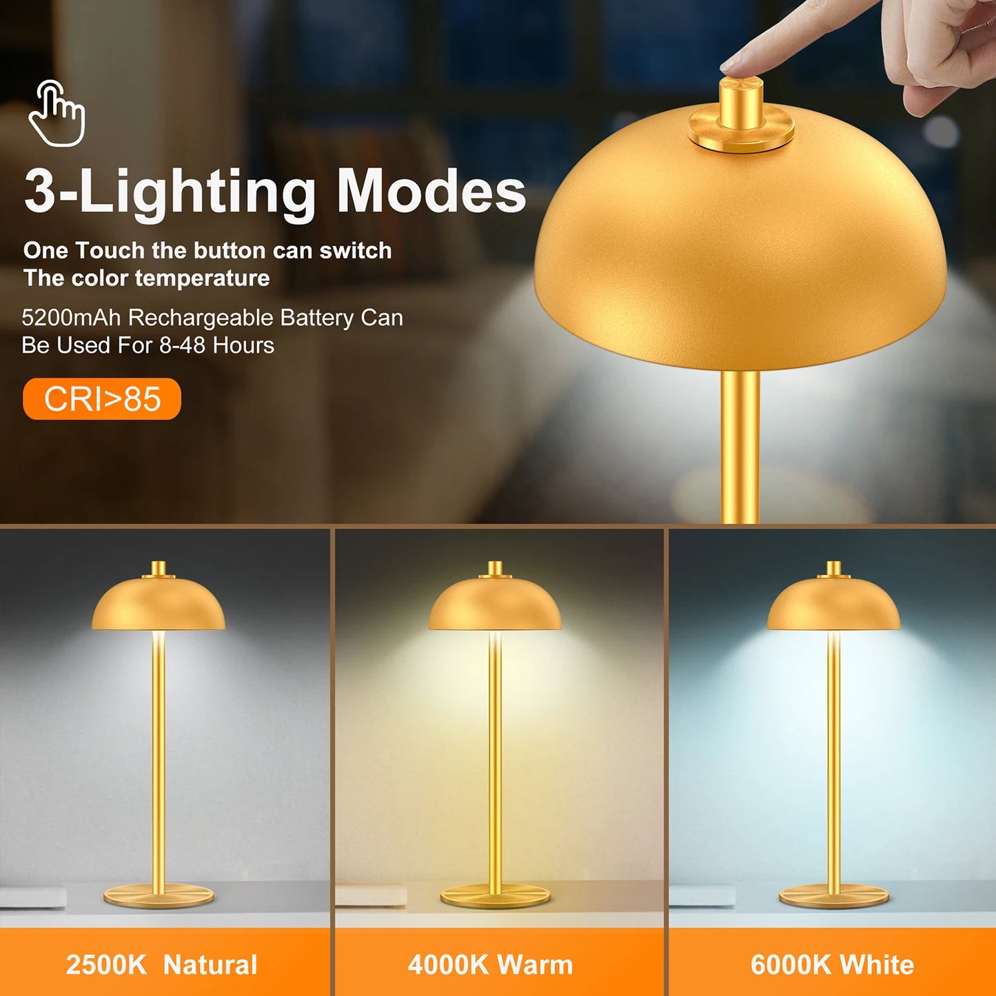 Simple LED Rechargeable Touch Metal Table Lamp .