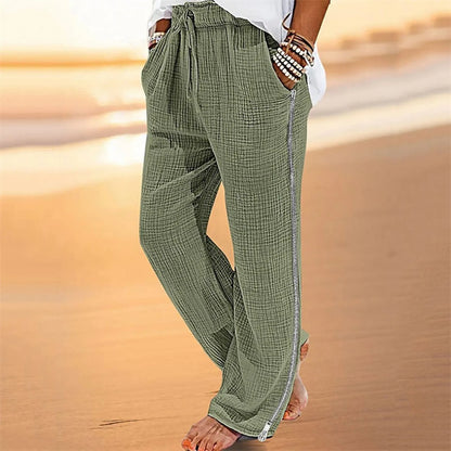 Men's Pleated Linen Casual Pants .