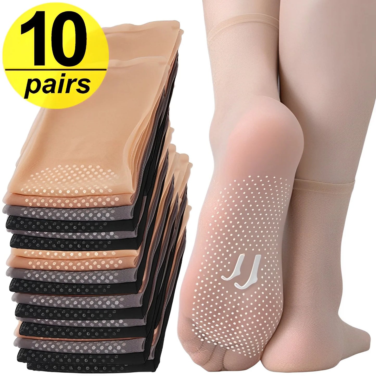 Invisible Slip-resistant Crystal Silk Socks .