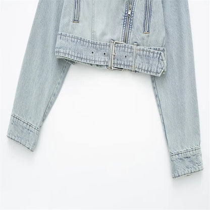 Women's Denim Biker Jacket .