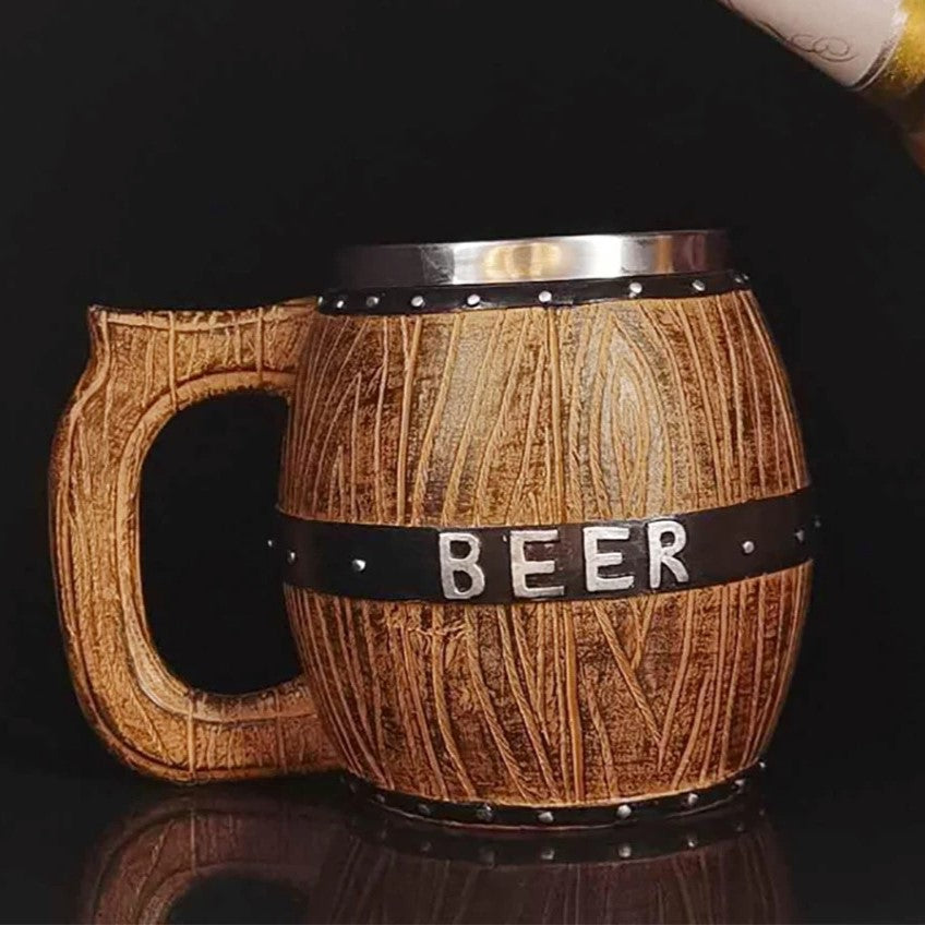 Viking Wood Style Beer Mug .