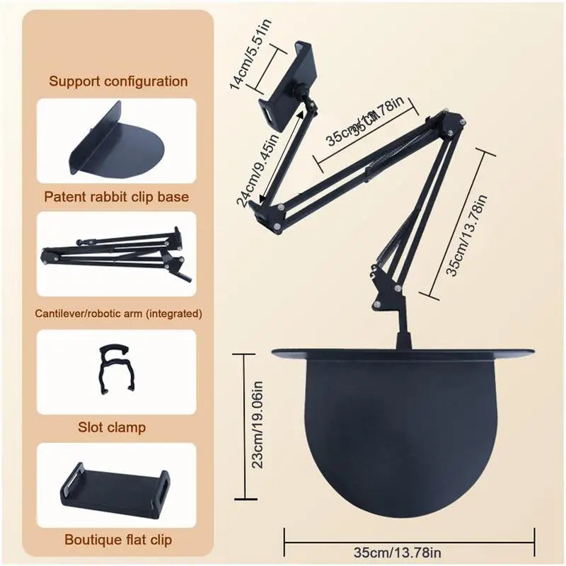 Retractable Hidden Bedside Phone Tablet Holder .