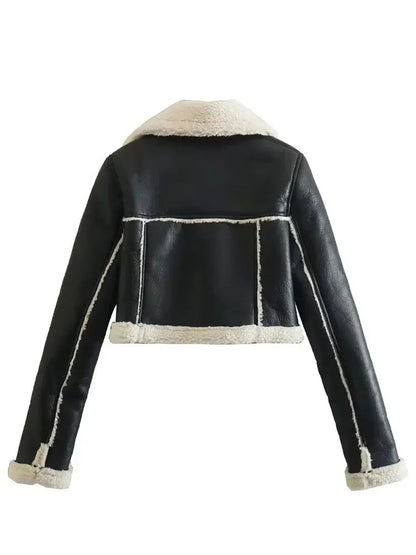 Coppped Leather Jacket Coat .