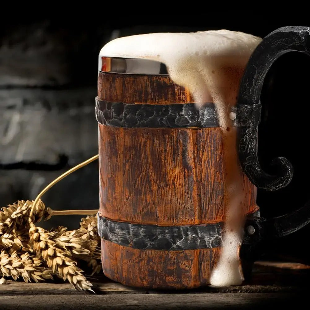 Viking Wood Style Beer Mug .