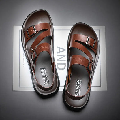 Open Toe Mens Leather Sandals .