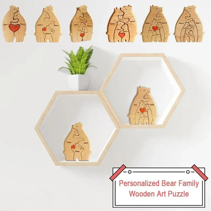 DIY Bear Family Wooden Puzzle .