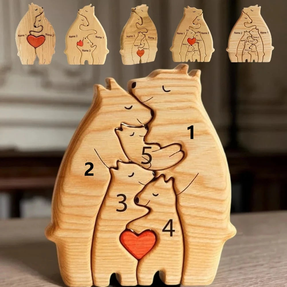 DIY Bear Family Wooden Puzzle .