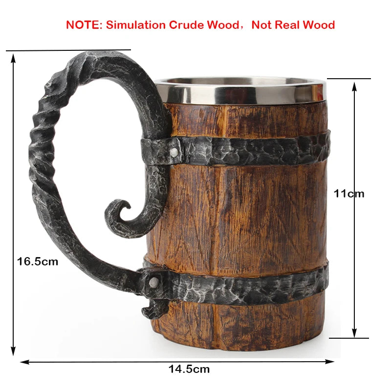 Viking Wood Style Beer Mug .